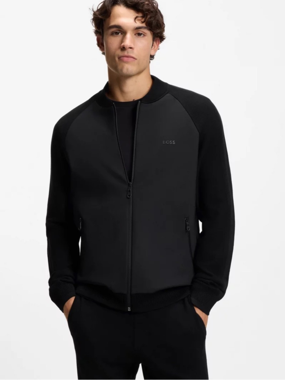 BOSS Black Zip-Front Shirt Jacket Size Small